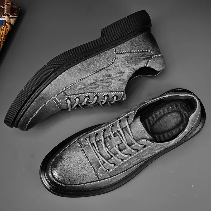 Scarpe casual in pelle da uomo Slip Comode in pelle Casual Trekking Walking Escursionismo leggero_voghion.com