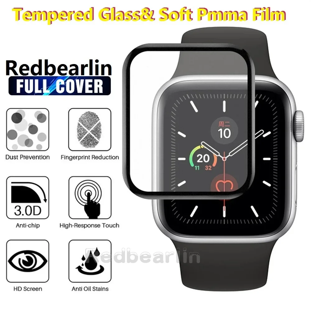 

200pcs Tempered Glass Soft Screen Protector Film For Apple Watch 44mm 45mm 40mm 41mm 38mm 42mm 49mm 3D Curved Protectors