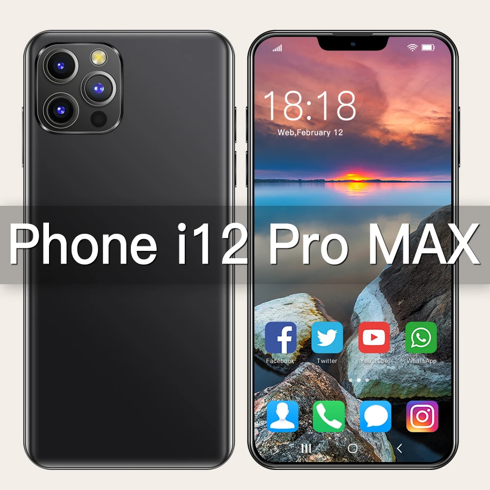 Smartphone I12 Pro Max 6.7 Inch 12GB 512GB Qualcomm 4G 5G Android 10.0 ...