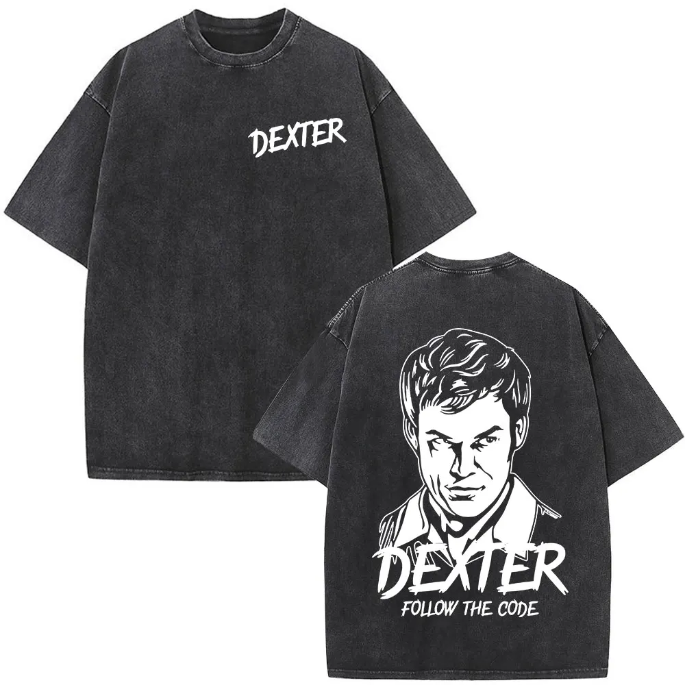 Dexter Morgan Harry's Code Vintage Washed T-Shirts Herren Damen Kleidung Lässige Oversize T-Shirts Retro Gothic Baumwoll-T-Shirt – Detail 8