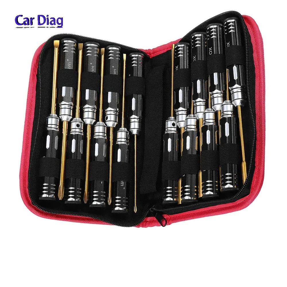 

16Pcs Tools Kit Set Bolt Driver Slotted Cross Hexagon Socket RC Vehicle Ship Aircraft Model tool Aluminum Alloy Screwdriver