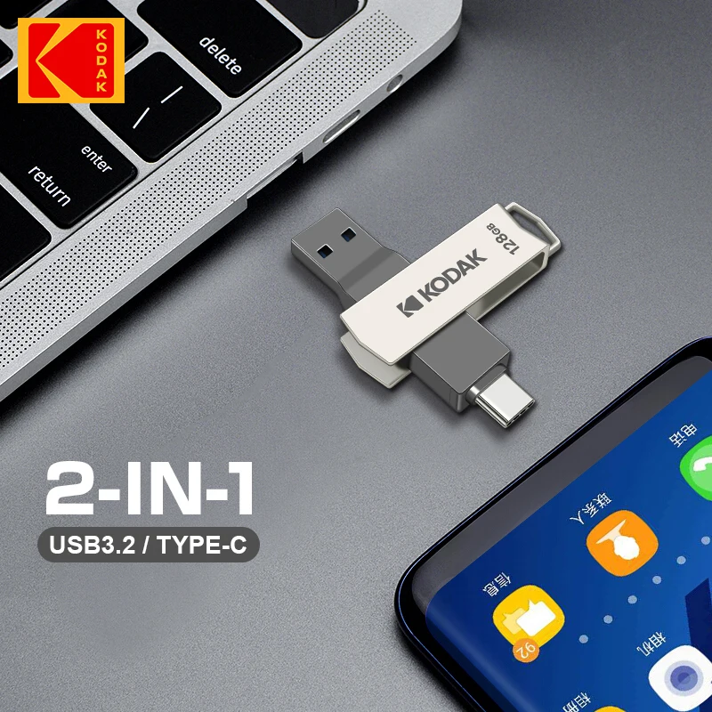 Kodak K273 USB 3.2 OTG Pen Drive Disk 64GB 128GB 256GB USB3