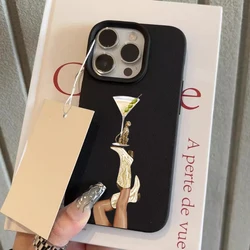 Martini Denim Boot Pattern Lychee Texture Soft Phone Case - iPhone 13 Pro (1)