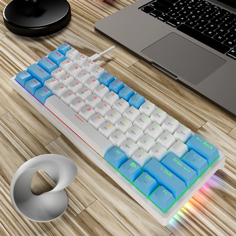 Usb Teclado Mecânico Gaming Interruptor Vermelho 61 Chaves com Fio Cabo Destacável Rgb Backlit Hot Swappable Mucai-mk61 - Imagem 6
