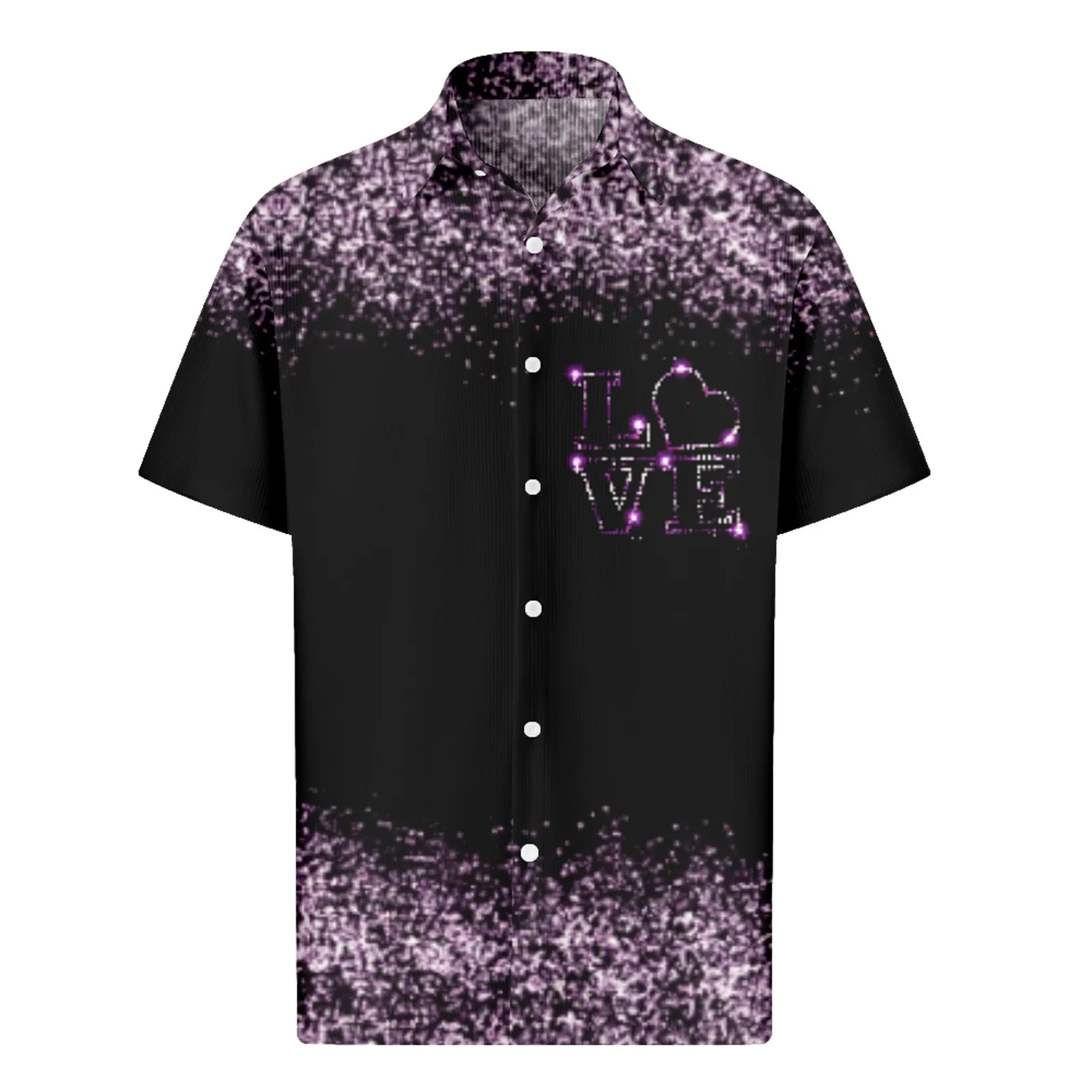 

Man Valentine'S Day Printed Button Short Sleeve Shirts Man Casual Fashion Short Sleeve Shirts Walentynki Love Printed Shirts