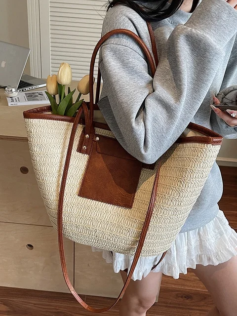 Korean Style Woven Crossbody Tote