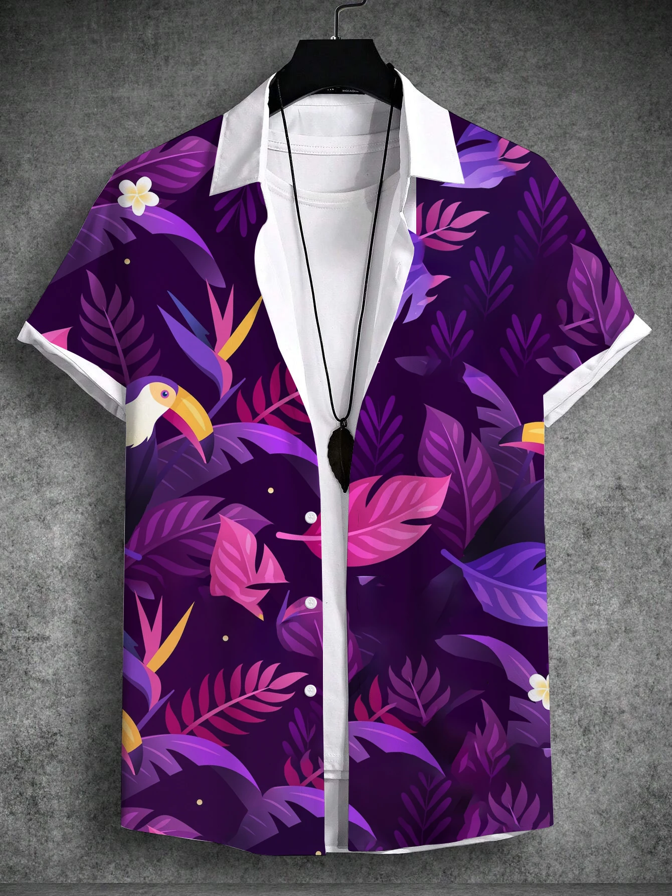 thumbnail image 1 of Camisa de verano para hombre, estampado gráfico 3D de plantas tropicales, camisetas de moda, camisetas de manga corta, ropa de calle, camisas hawaianas casuales holgadas, 1 of 4