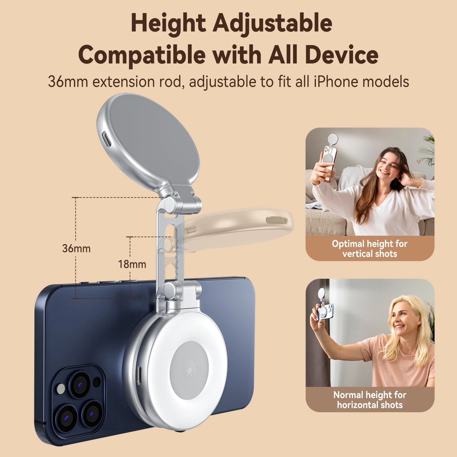 TELESIN Luce di riempimento magnetica Mini Selfie Luce 3 modalità Luminosità regolabile per Smartphone Iphone XIAOMI HUAWEI SAMSUNG Telefono - Image 3