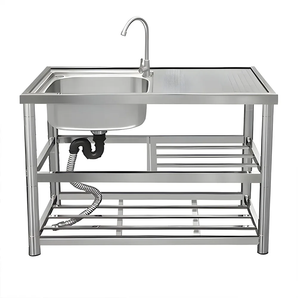Stainless Steel Kitchen Gadgets Freestanding Outdoor Deep Commercial Sink Large Kitchen Garden Sink with Faucet Three packages
