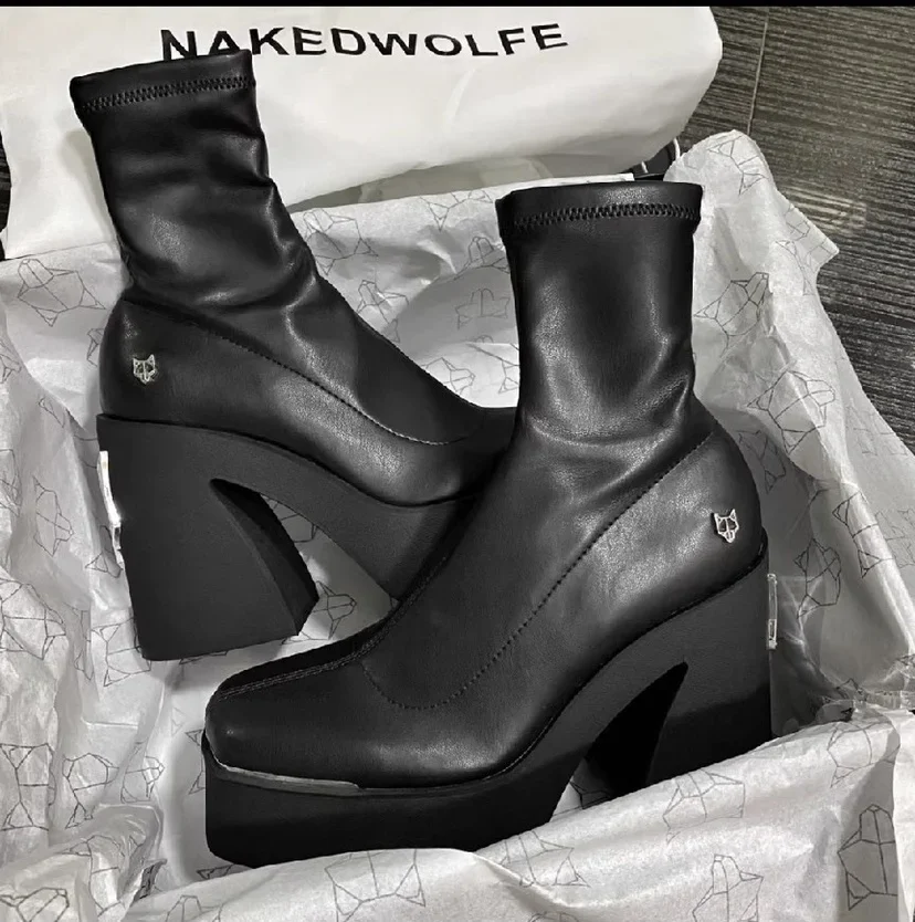 Naked Wolfe Impact Chunky Heel Stivaletti Alti Alla Caviglia Spice Stretch Sugar Platform Bootie Naughty Jailbreaker Stabile Slouchy Boot