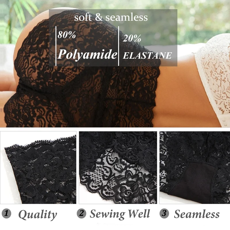 Lace Panties Female Underwear Women Panties Womens Underwear High-Rise Sexy Lace Briefs Comfortable Stretchy Semi Sheer French-Cut Panties Women's Underwear Breathable Lingerie S-2XL