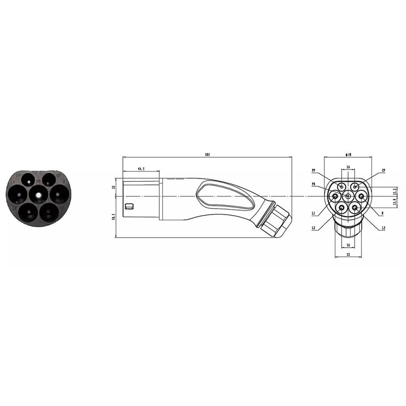 Prise De Charge Ev Iec 62196-2 Type 2, Connecteur De Chargeur