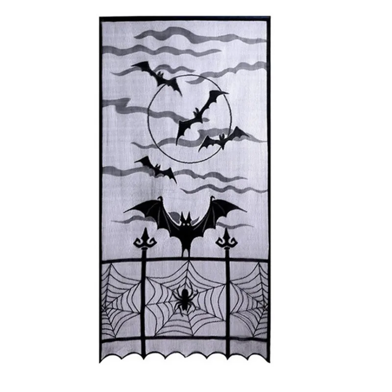 Black Lace Halloween Table Runner Spider Web Tablecloth Ghost Day Decorative Cloth Bat Theme Halloween Table Decor