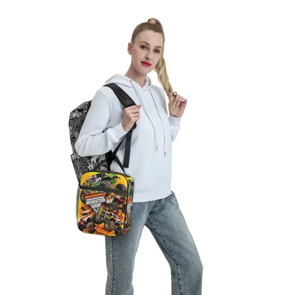 Tickets -Monster Jam Monster Trucks Insulated Lunch Bag Thermal Bag Meal Container Portable Tote Lunch Box Food Handbags Travel