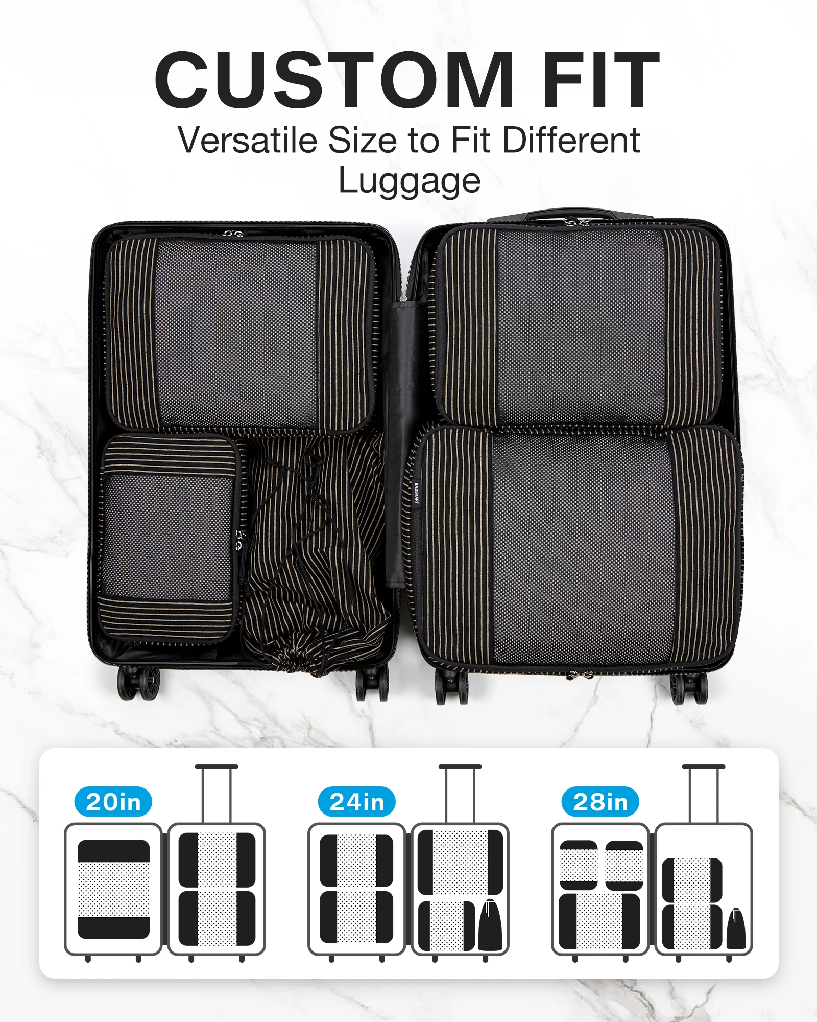 BAGSMART Packing Cubes for Suitcase Foldable Men Travel