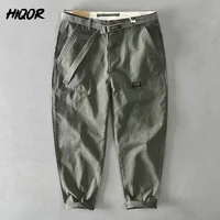 HIQOR marque hommes 100% coton pantalons décontractés 2026 pantalons amples pour hommes Baggy pantalons de travail grande taille 38 pantalons Cargo Y2k pantalon homme 3