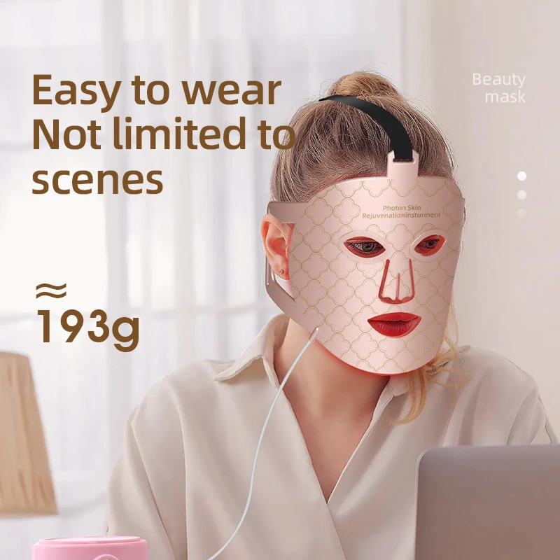 4 in 1 Red Led Light Therapy Infrared Flexible Soft Mask Silicone 4 Color Led Therapy Anti Aging Advanced Photon Mask IPX7 New