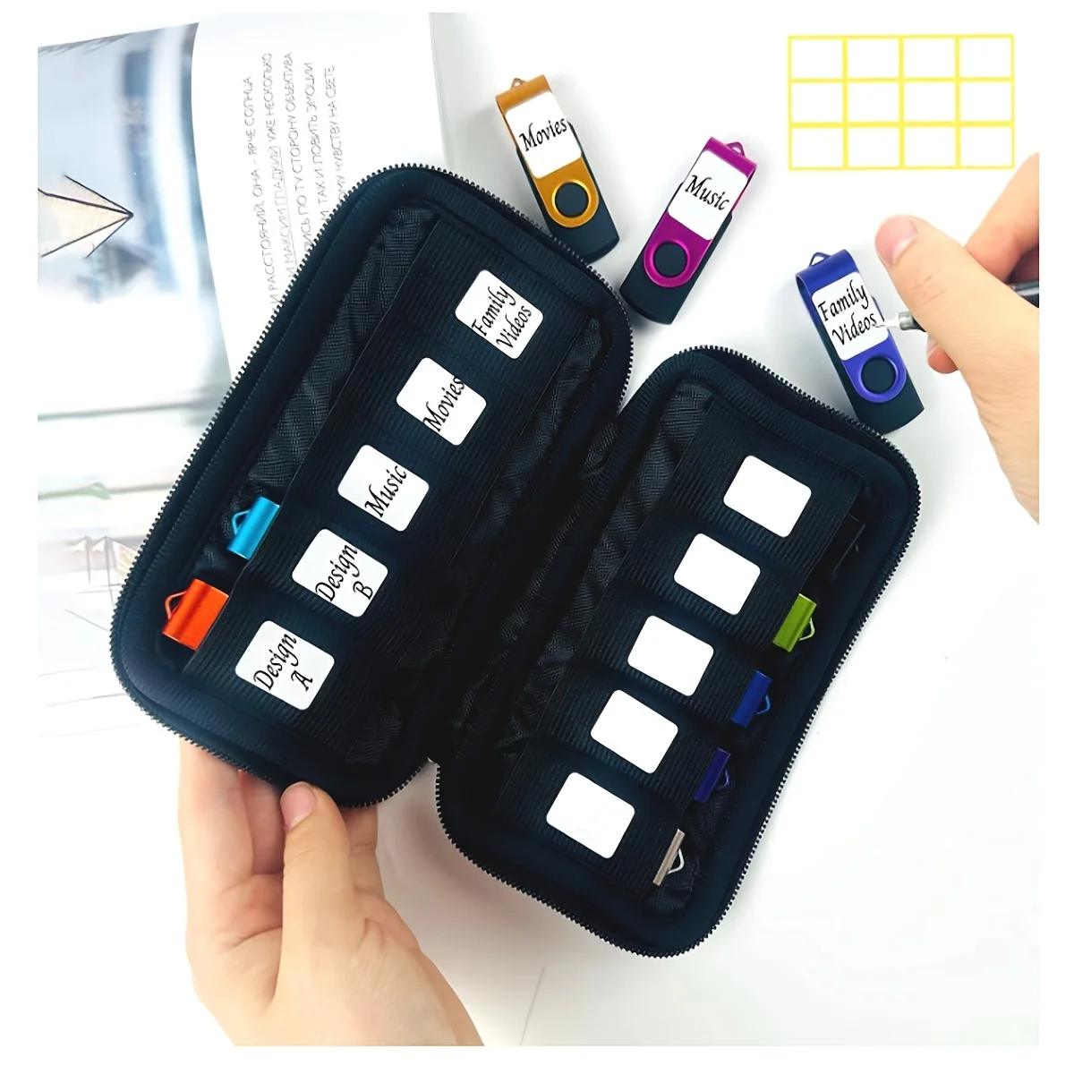 Compact USB Flash Drive Storage Organizer - Electronic Accessories Holder