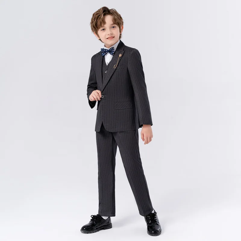 Gentleman Kinder Slim 4 Teile/satz Jacke Weste Hosen Bowtie Party Kleid Kinder Zeremonie Foto Anzug Jungen Leistung Kostüm – Detail 24
