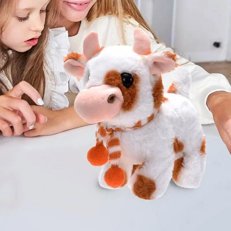 Electronic Pet Plush Cow Battery Operated Cattle Toy with Sounds Animal Learning Educational Interactive Toy for Kids Boys Girls 5
