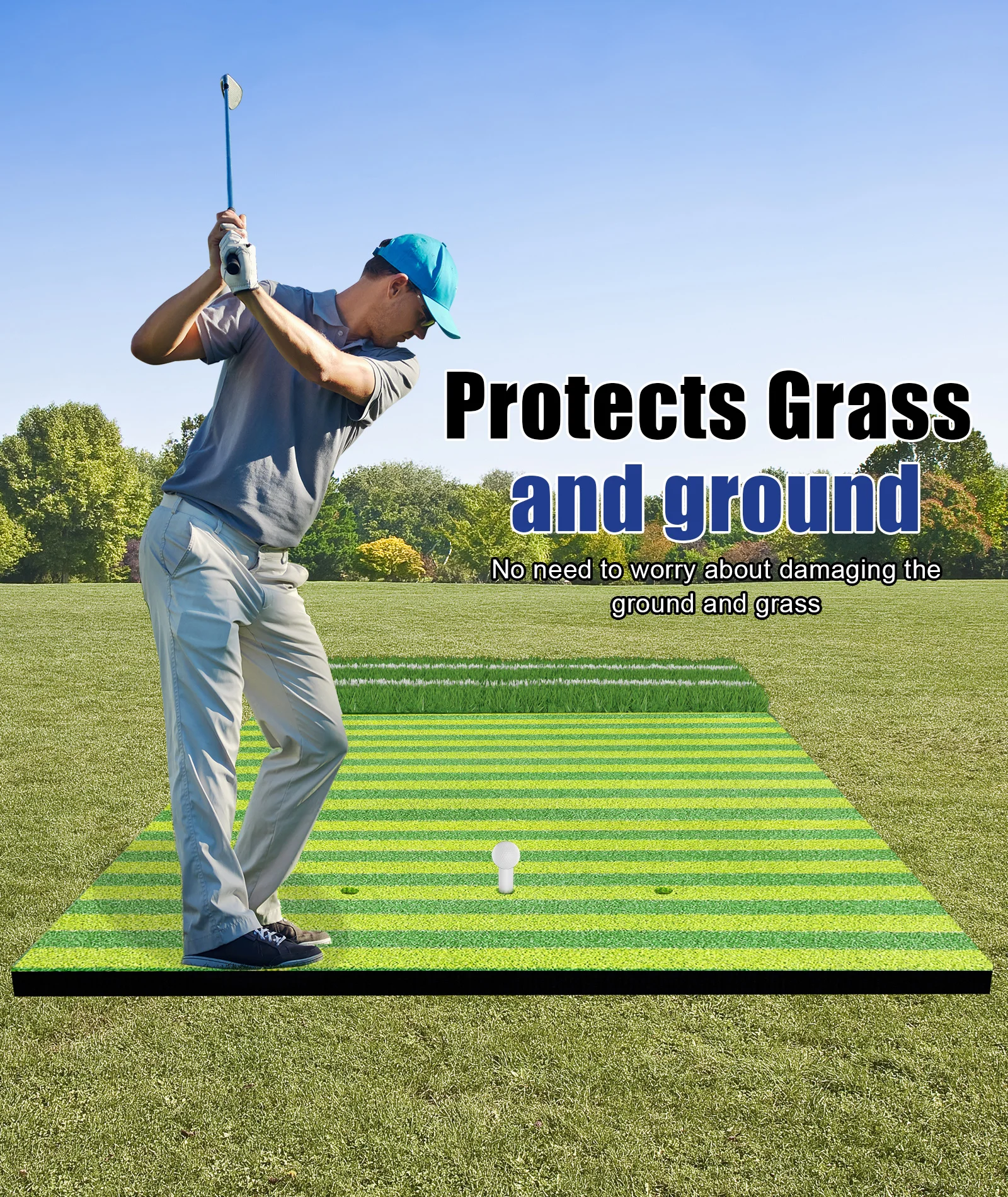 5x4ft Thickened Golf Hitting Mat Indoor & Outdoor, Premium Dual Turf Golf Practice Swing Training Mat, Country Club Elite Golf M 6