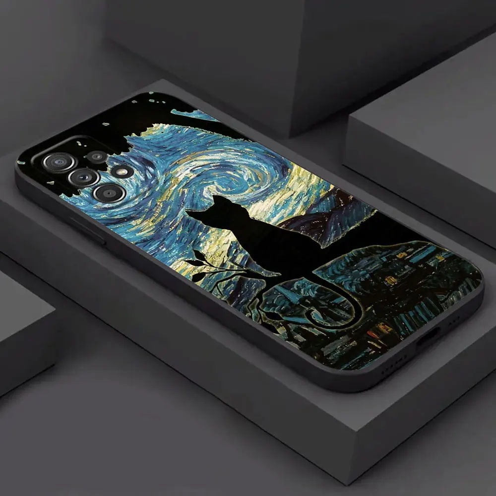 Van Gogh Starry Night Cat Soft Phone Case Cover
