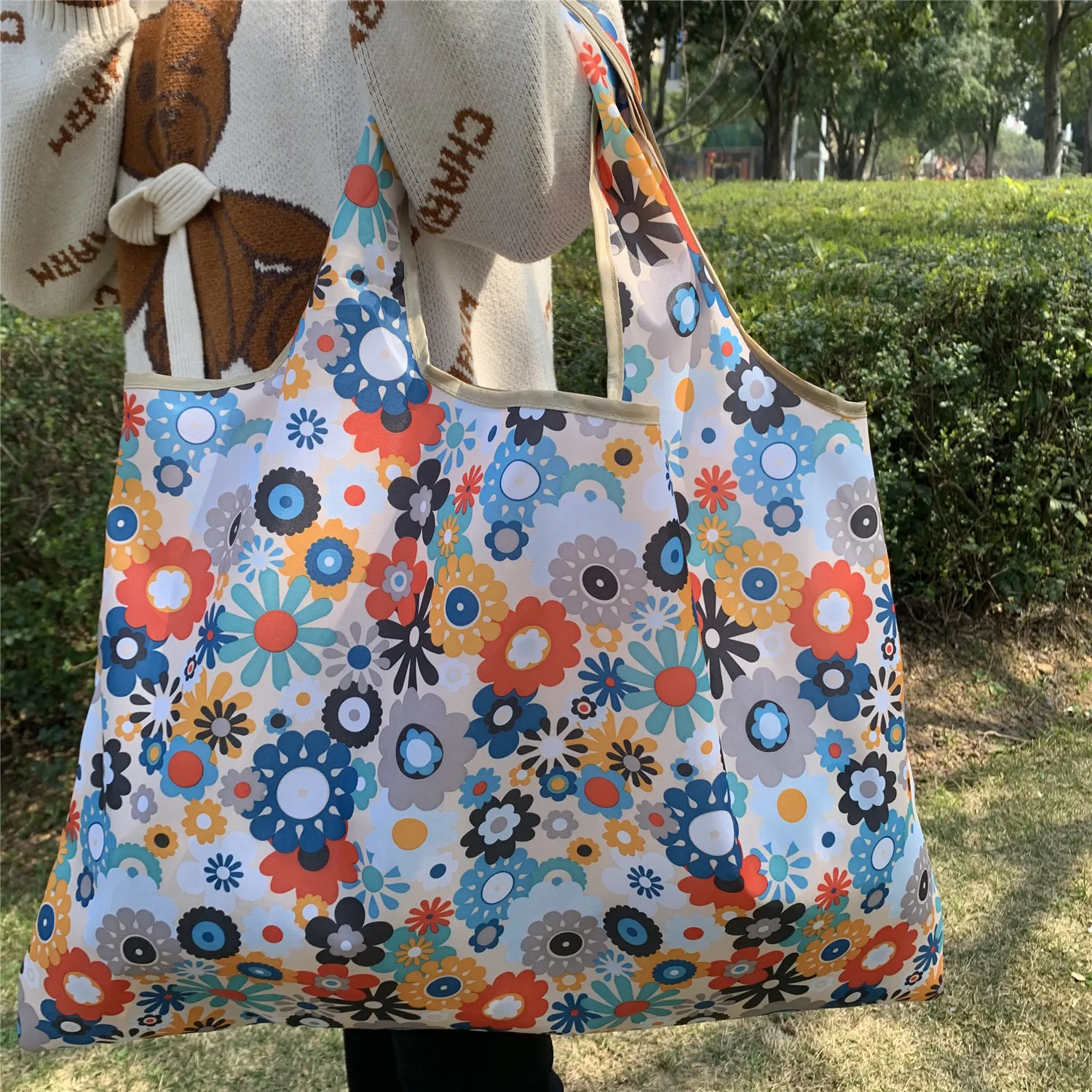 Foldable Eco-Friendly Oxford Cloth Shopping Bag - Large Portable Grocery Tote