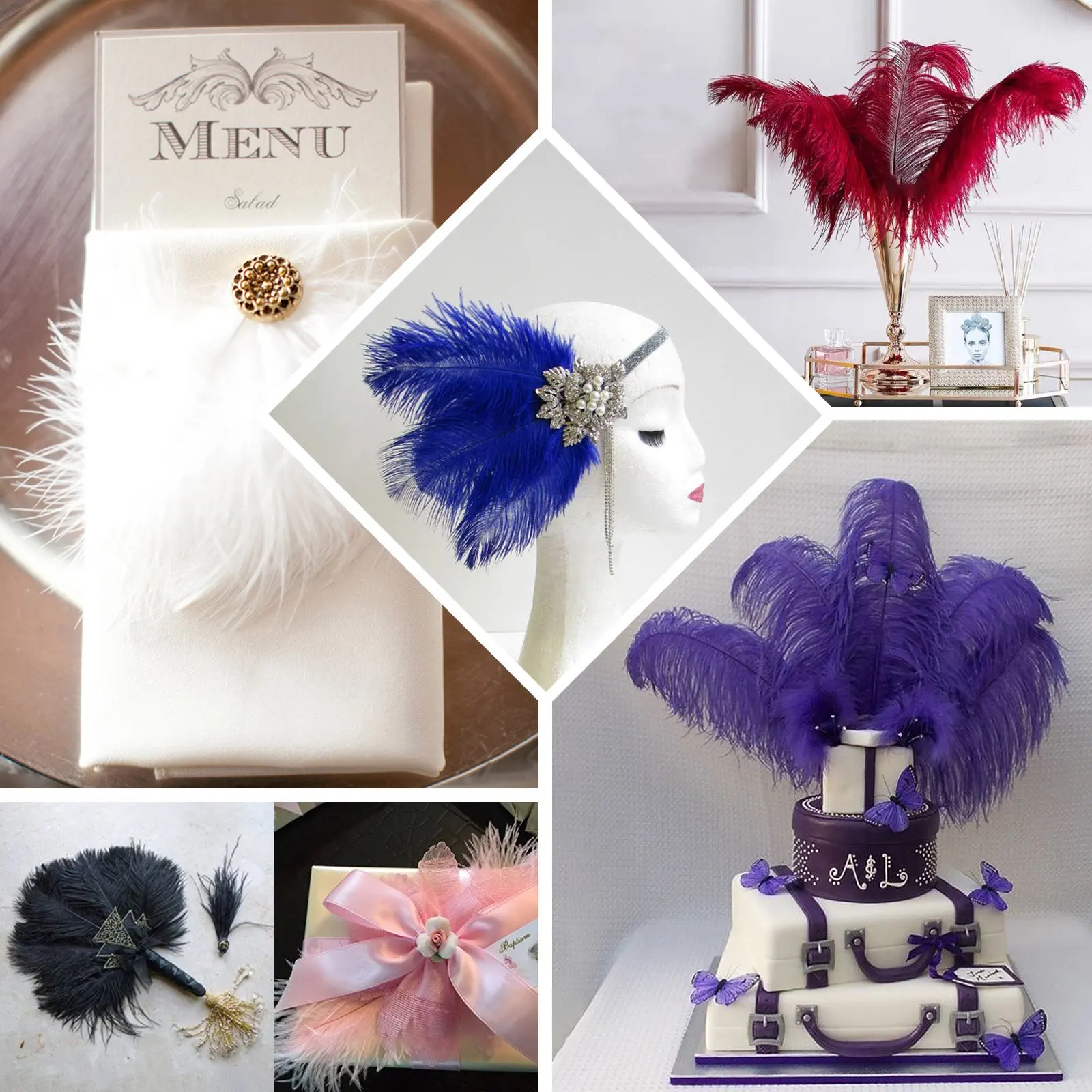 Ostrich Feathers Multicolor 15-40CM 10PCS/lot For Handicraft Party Decor