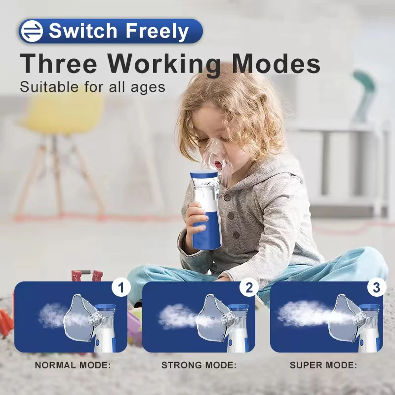 Portable inhaler shown upright on a tabletop