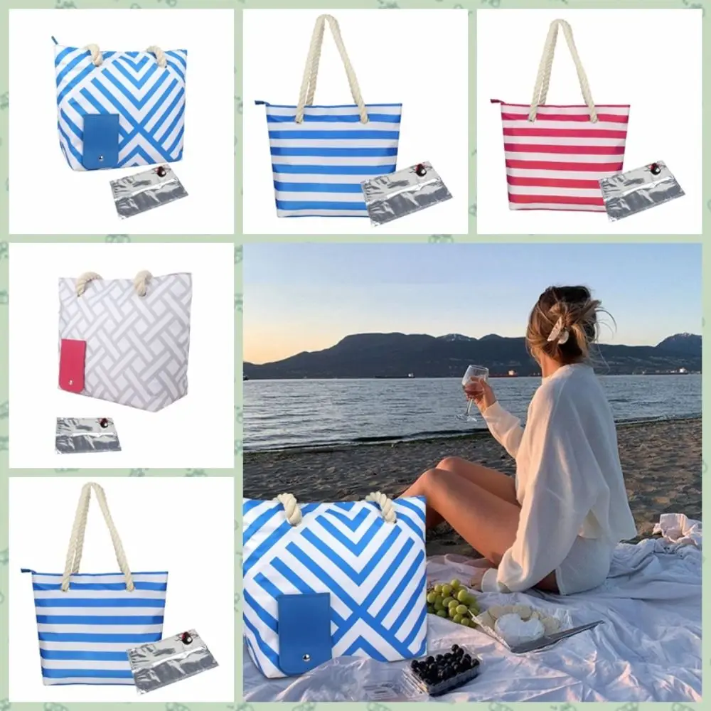 Canvas Wine Dispenser Tote Bag Aluminum Foil Lining Wear-resistant Thermal Insulation Wine Bag Large Capacity Beach