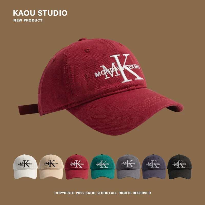 

Letter Embroidered Peaked Cap Women's Spring and Autumn All-Match Wide Brim Soft Top Sun-Proof Baseball Cap Trendy Men