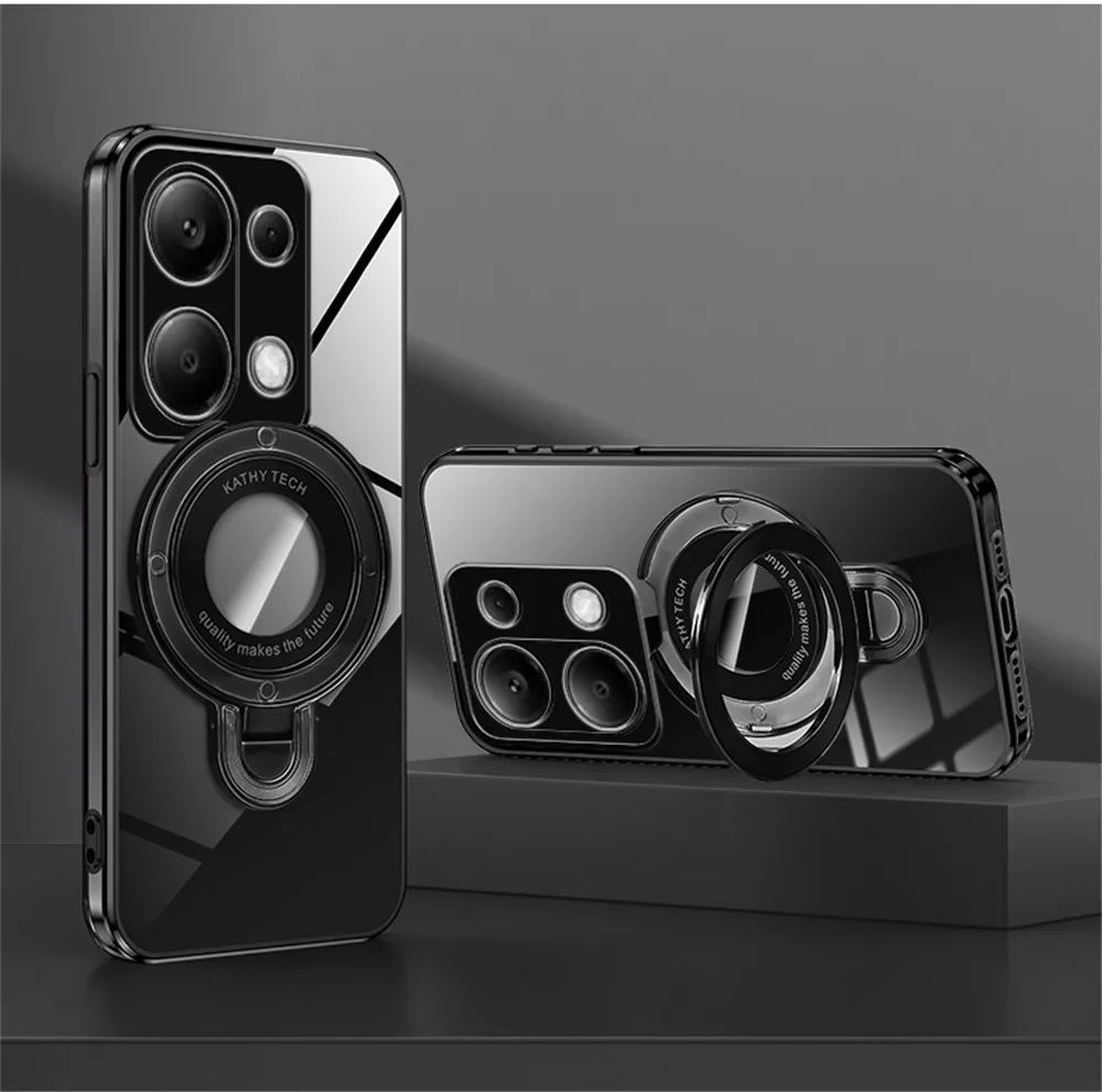 Luxury Transparent Plating Magnetic Case with Silicone Stand