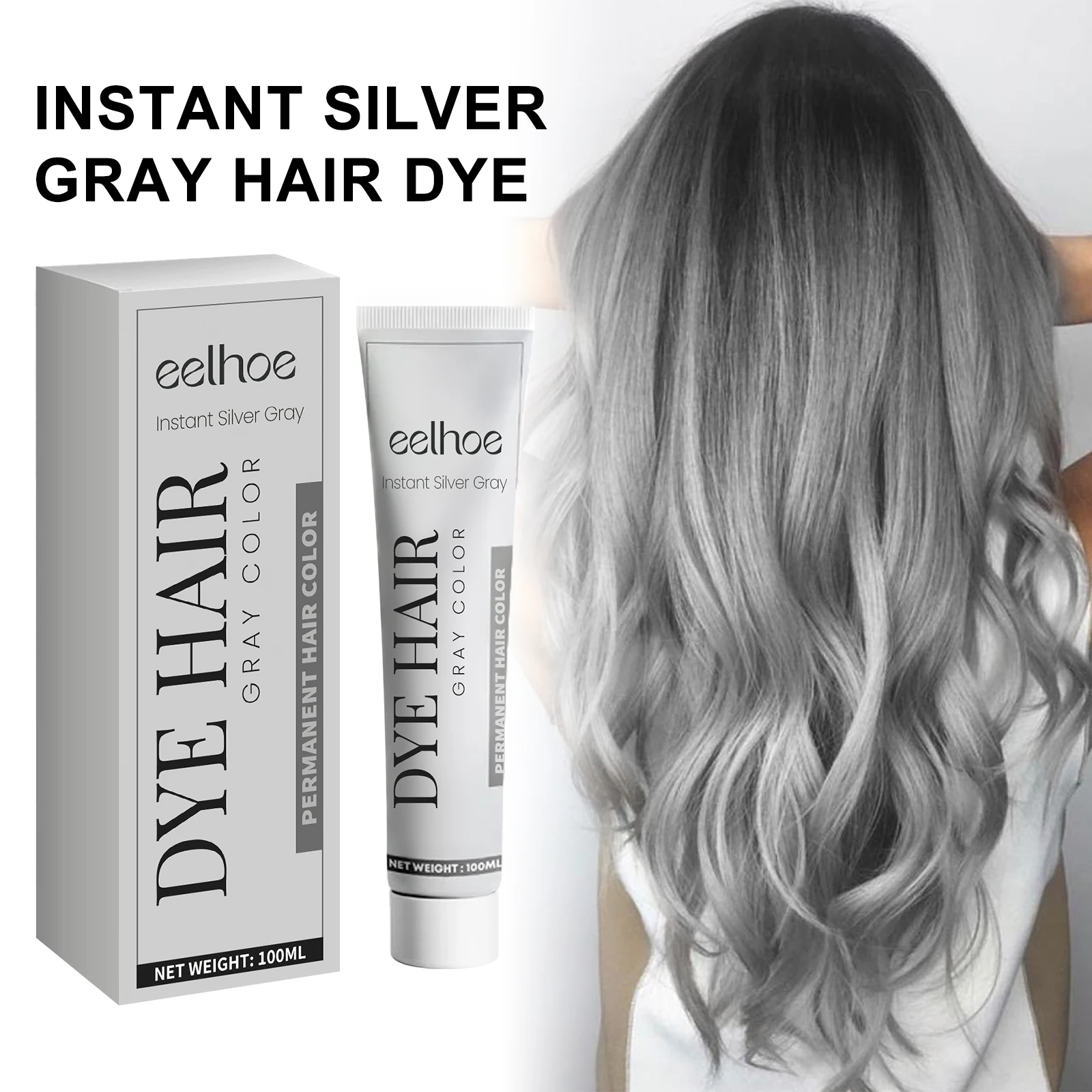 Silver Grey Hair Dye Cream - Smoky Punk DIY Color No Damage Long-lasting