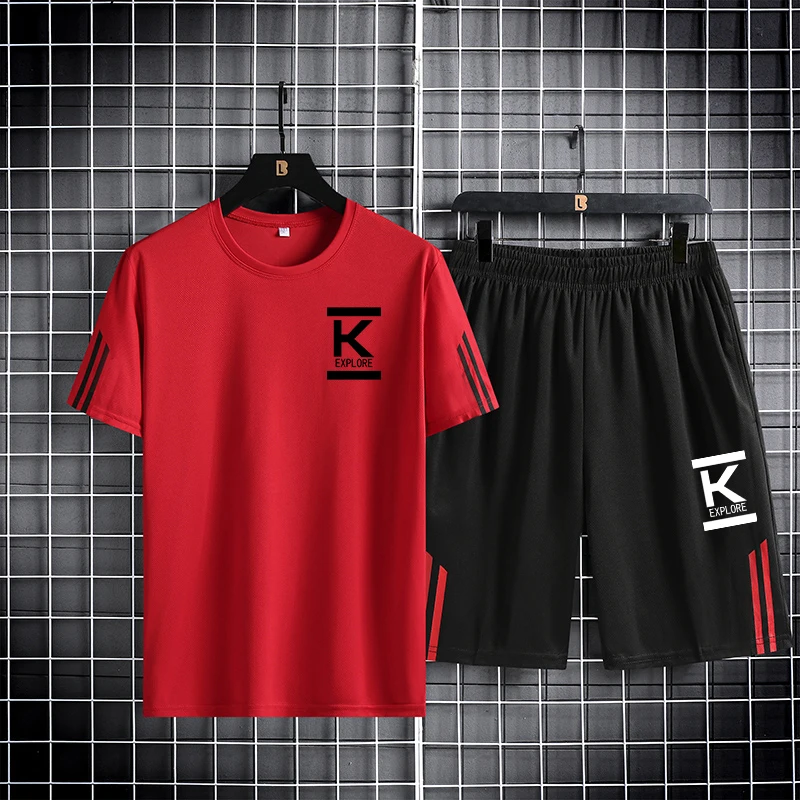 بدلة رياضية رجالية عصرية وعصرية بأكمام قصيرة سريعة...