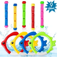9Pcs Pool Diving Swim Toys Colorful Underwater Training Sinking Throwing Dive Rings Sticks for Kids Summer Swimming Party Game 1