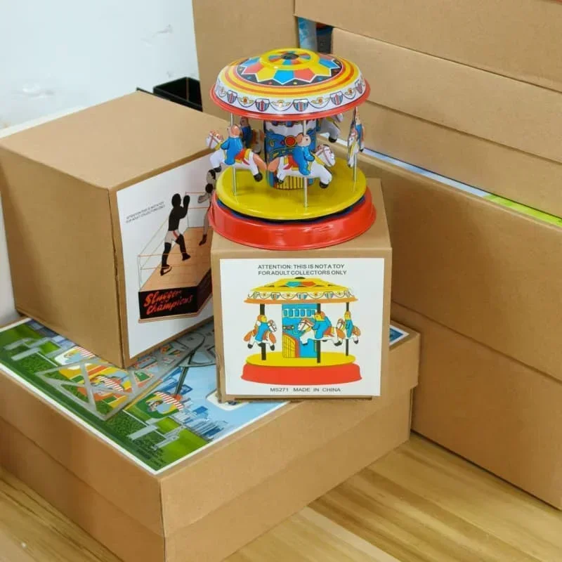 Classic collection Retro Clockwork Wind up Metal Tin Gear High-wheel Carousel toy Mechanical toys kids baby gift