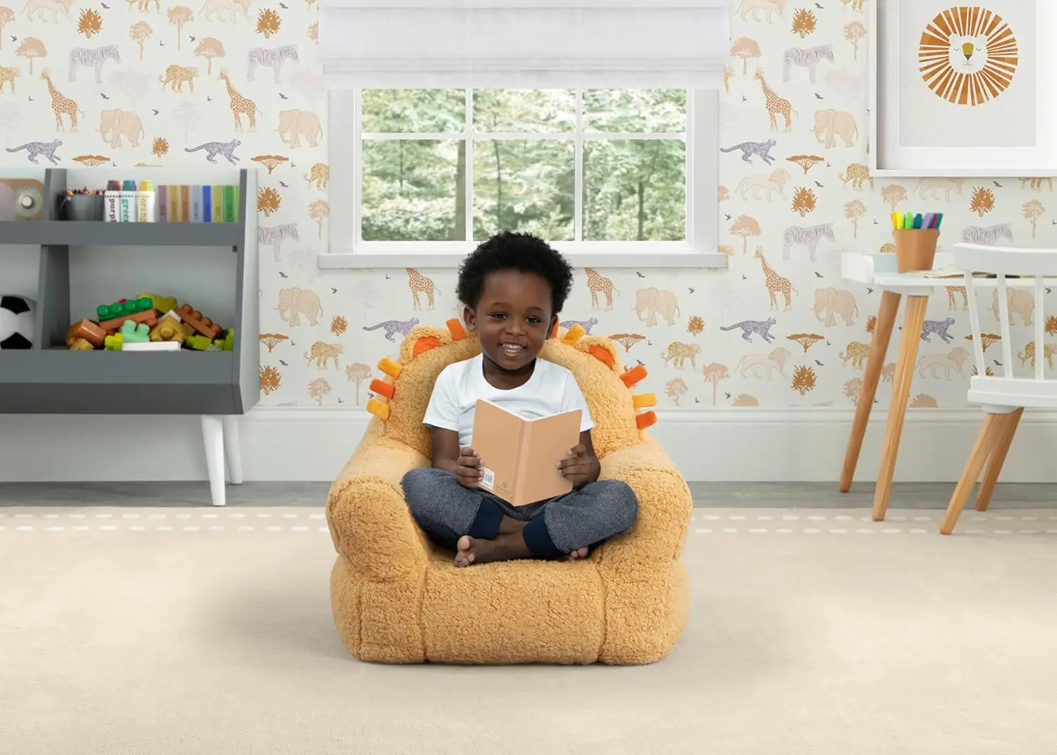 Children Lion Cozee Buddy Chair, Orange 2