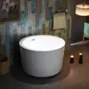 Contemporary Freestanding Acrylic Bathtub Soaking Tub White Brushed Nickel Drain/Overflow 3