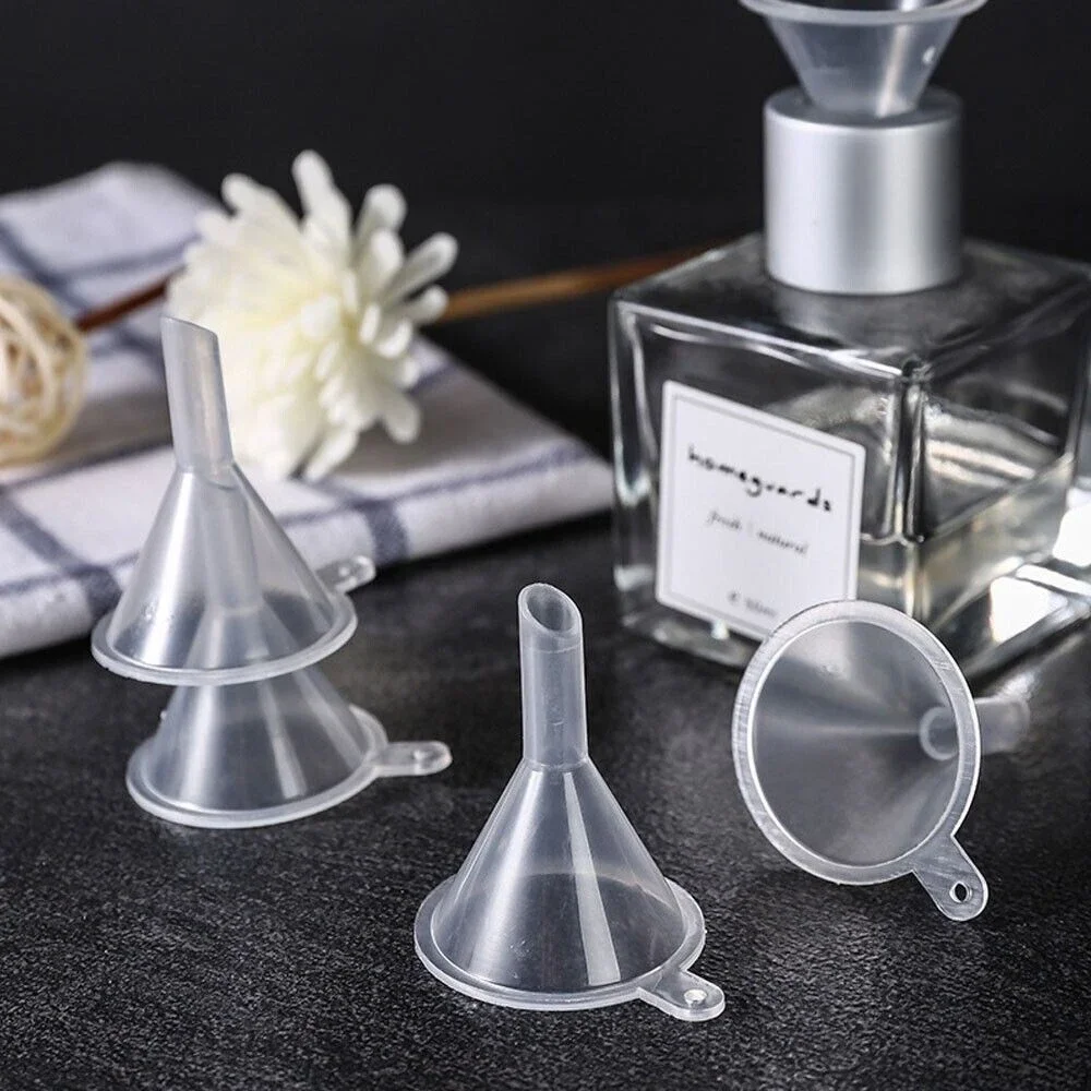 20PCS 미니 플라스틱 깔때기 작은 입구 액체 오일 깔때기 39x31mm 실험실 용품 도구 학교 실험 용품