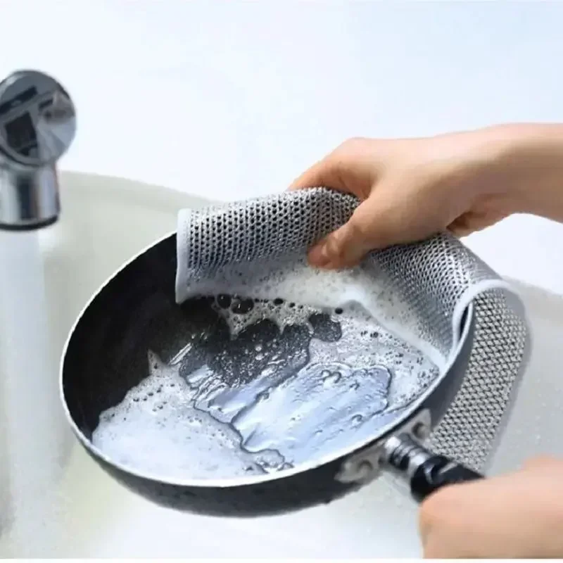 20cm Double Layer Steel Wire Stainless Steel Cleaning Cloth With Non Stick  Oil Iron For Kitchen, Pot, And Napery From Hometoday, $2.92