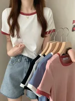 2025 tout nouveau T-Shirt femme col rond T-Shirt court femmes T-Shirt femme T-Shirt hauts t-shirts bas mince jeune Style chemises pour femme 2