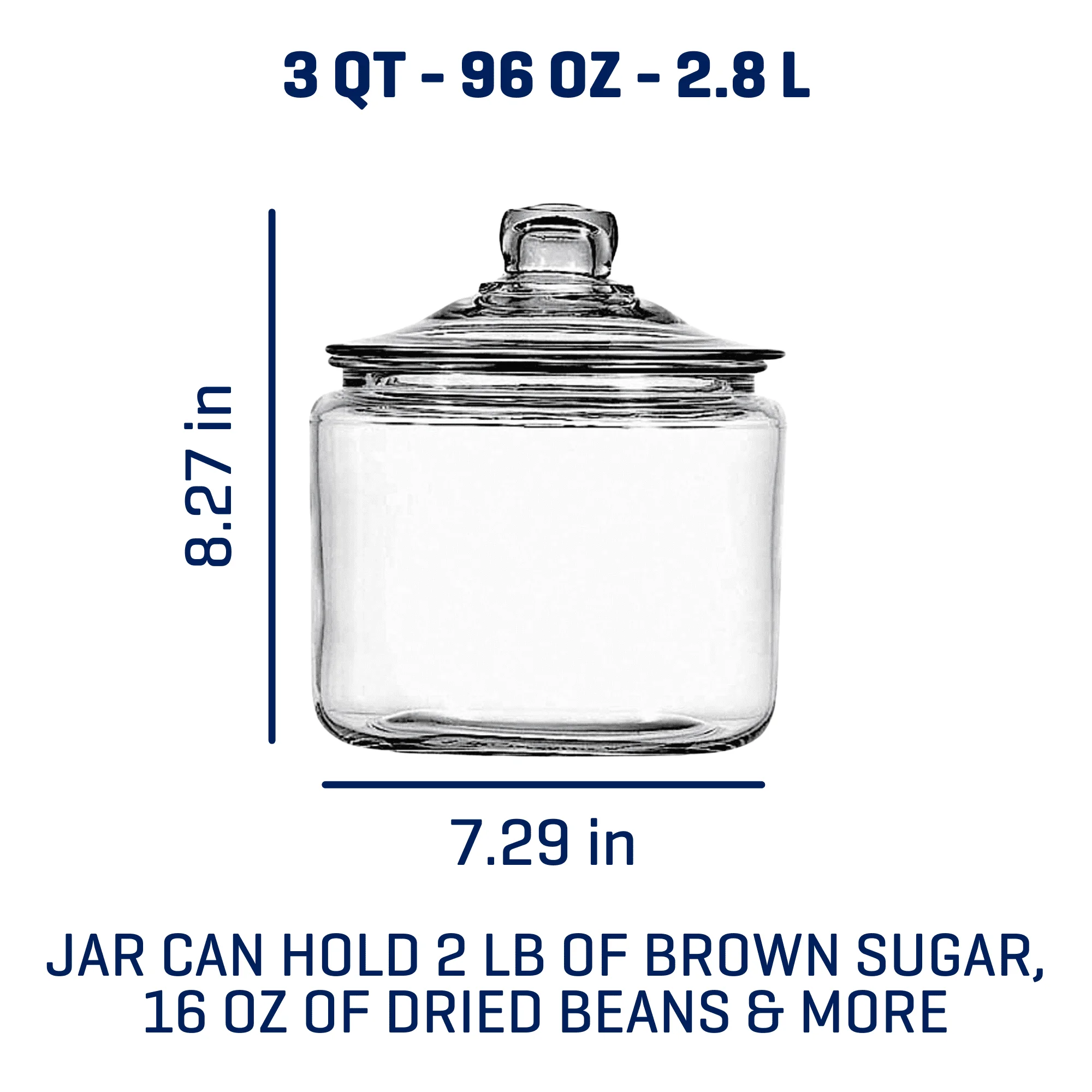 Glass Jar with Lid, 3 Quart tea coffee sugar storage jars  big jar glass 2