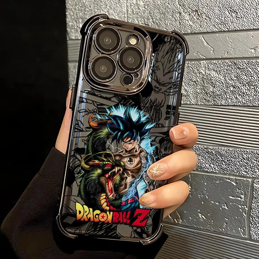 Cartoon Goku Cool Plating Phone Case with Anti-Fall Airbag Design