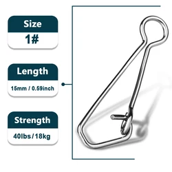 Enhanced Stainless Steel Fishing Snap Clip - Ultra-Durable Saltwater Connector - 200 Pcs (Size-1  15mm 18kg)