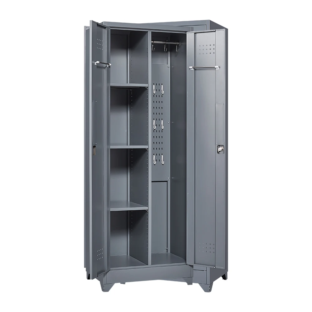 Metal Cleaning Tool Cabinet with Locking Door Tall Broom Tool Organizer and Storage Cabinets for Kitchen Pantry Office Shop 6