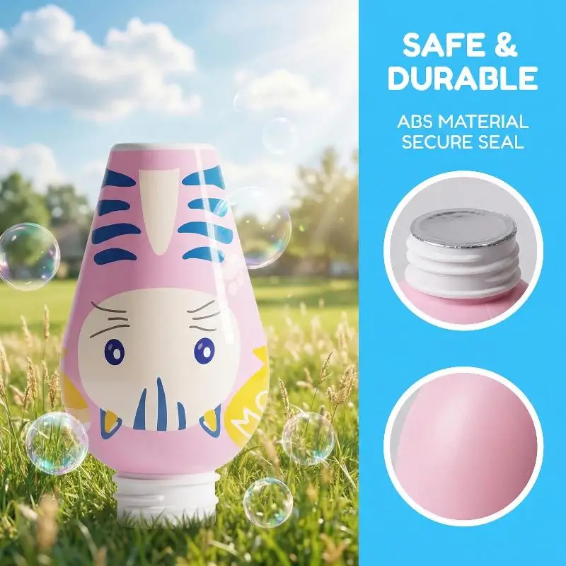어린이 미니 버블 스틱 세트 2개 휴대용 물 비눗방울 장난감 동물 모양 야외 놀이 생일 선물