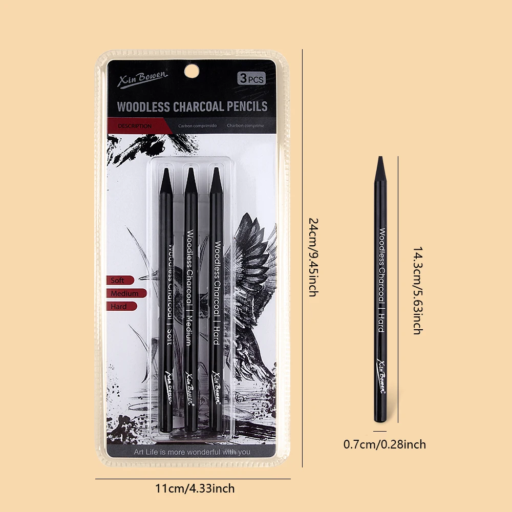Woodless Graphite Pencils Set Soft Medium Hard Sketch Drawing Black Charcoal Pencils Art Supplies for Artists Students sketch pencils charcoal pencils sketch drawing tools 3pcs