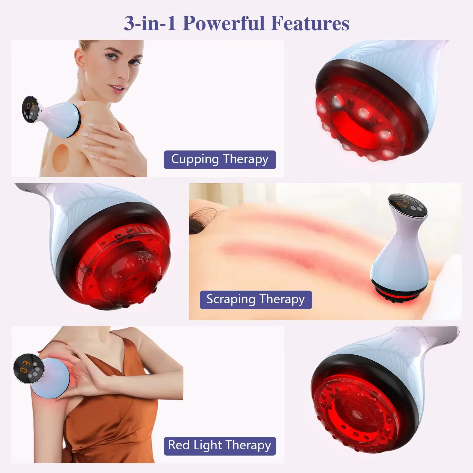 15 Levels Electric Cupping Device Wireless Gua Sha Vacuum Suction Cups Massage Negative Pressure Body Scraping Cupping Massager 3