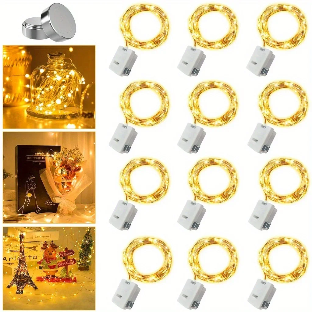 10 Pack Waterproof Mini Fairy Lights Copper With 3 Speed Modes for Christmas Decorations and Outdoor Use Battery Powered 4