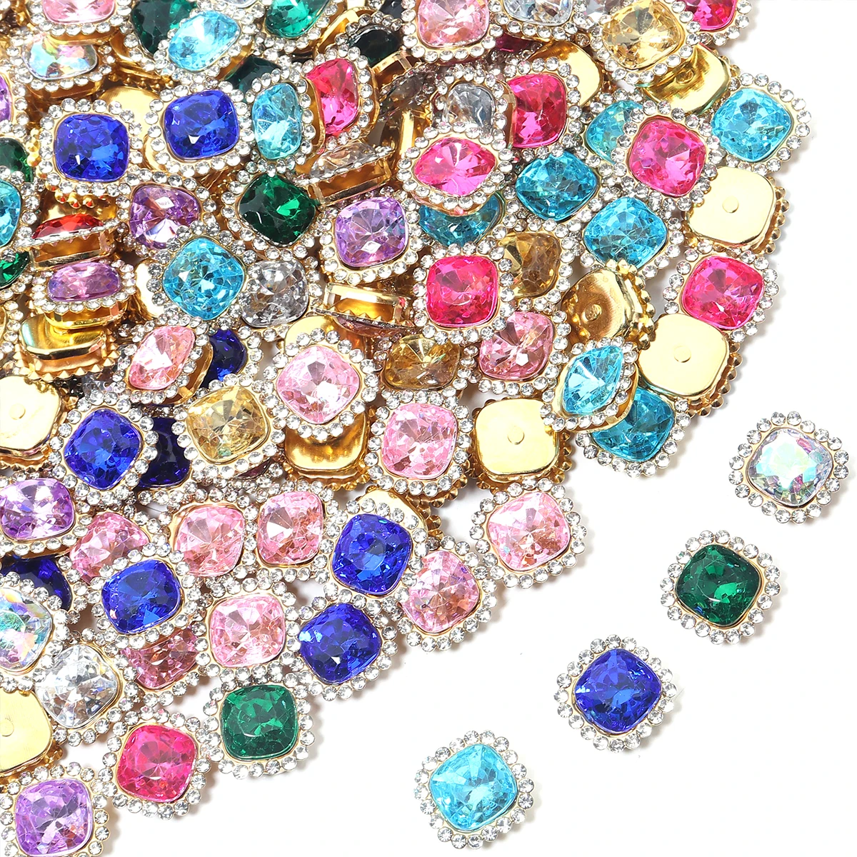 20 Stücke Farbe Quadrat Nähen Strass Kleidung Kristalle Klaue Perlen Knopf für DIY Handwerk Kleidungsstück Dekor Schmuck Hause Nähen liefert